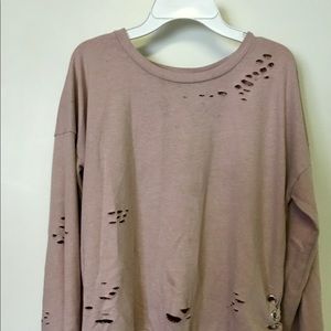 Distressed Pink Sweater w/ Side Tie